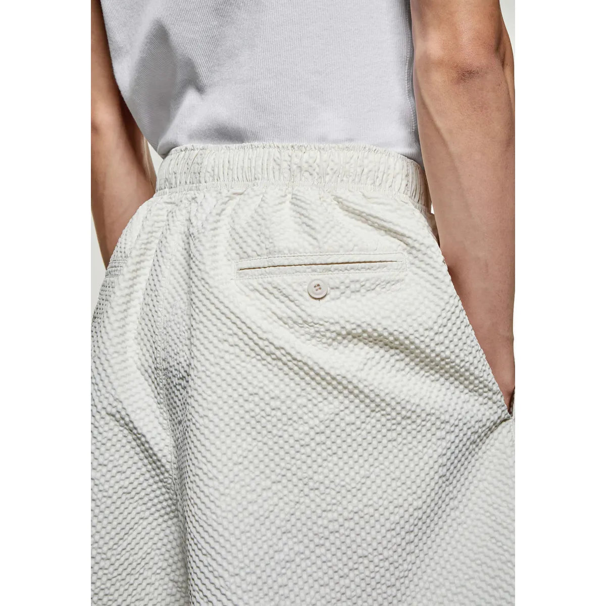 MKI BONE SEERSUCKER WIDE LEG TROUSERS