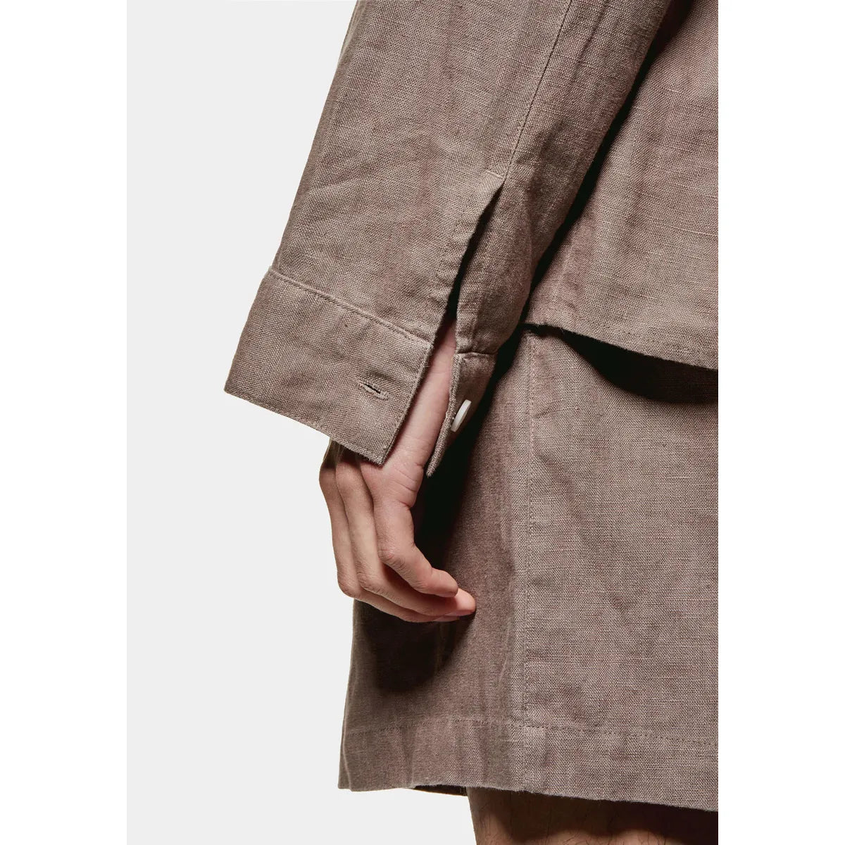 MKI MUSHROOM LINEN BOX DRESS SHIRT