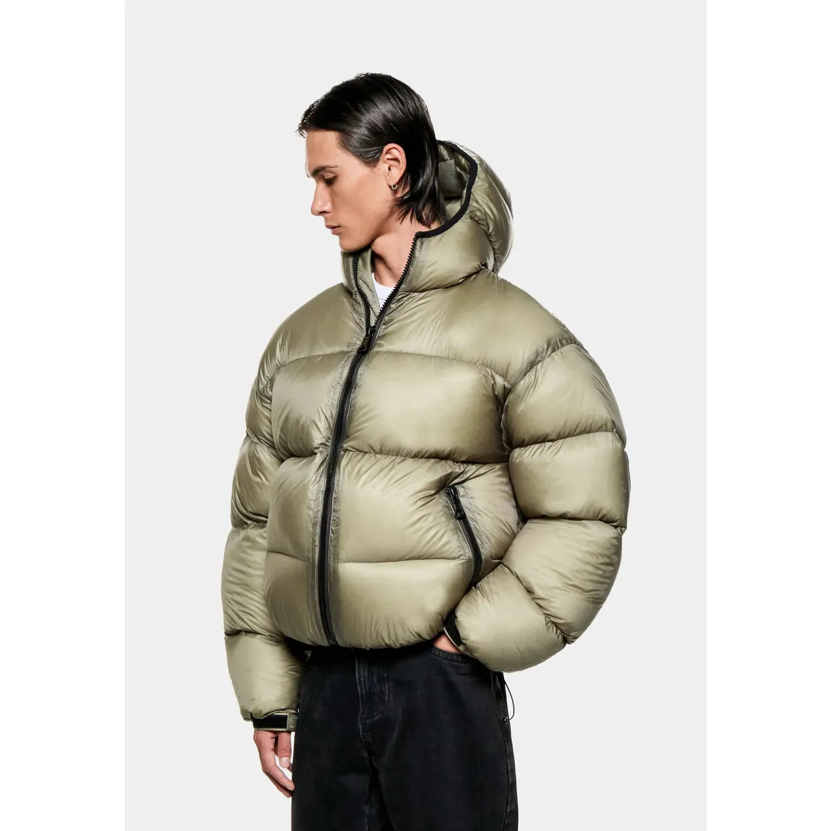 MKI TRANSLUCENT HOODED BUBBLE SAGE JACKET