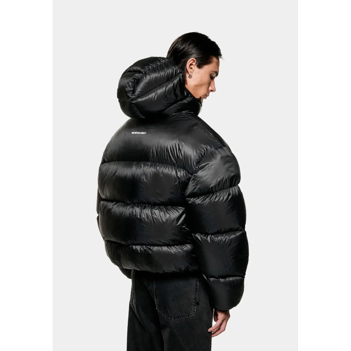 MKI TRANSLUCENT HOODED BUBBLE BLACK JACKET