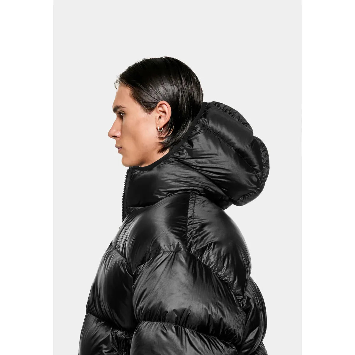 MKI TRANSLUCENT HOODED BUBBLE BLACK JACKET