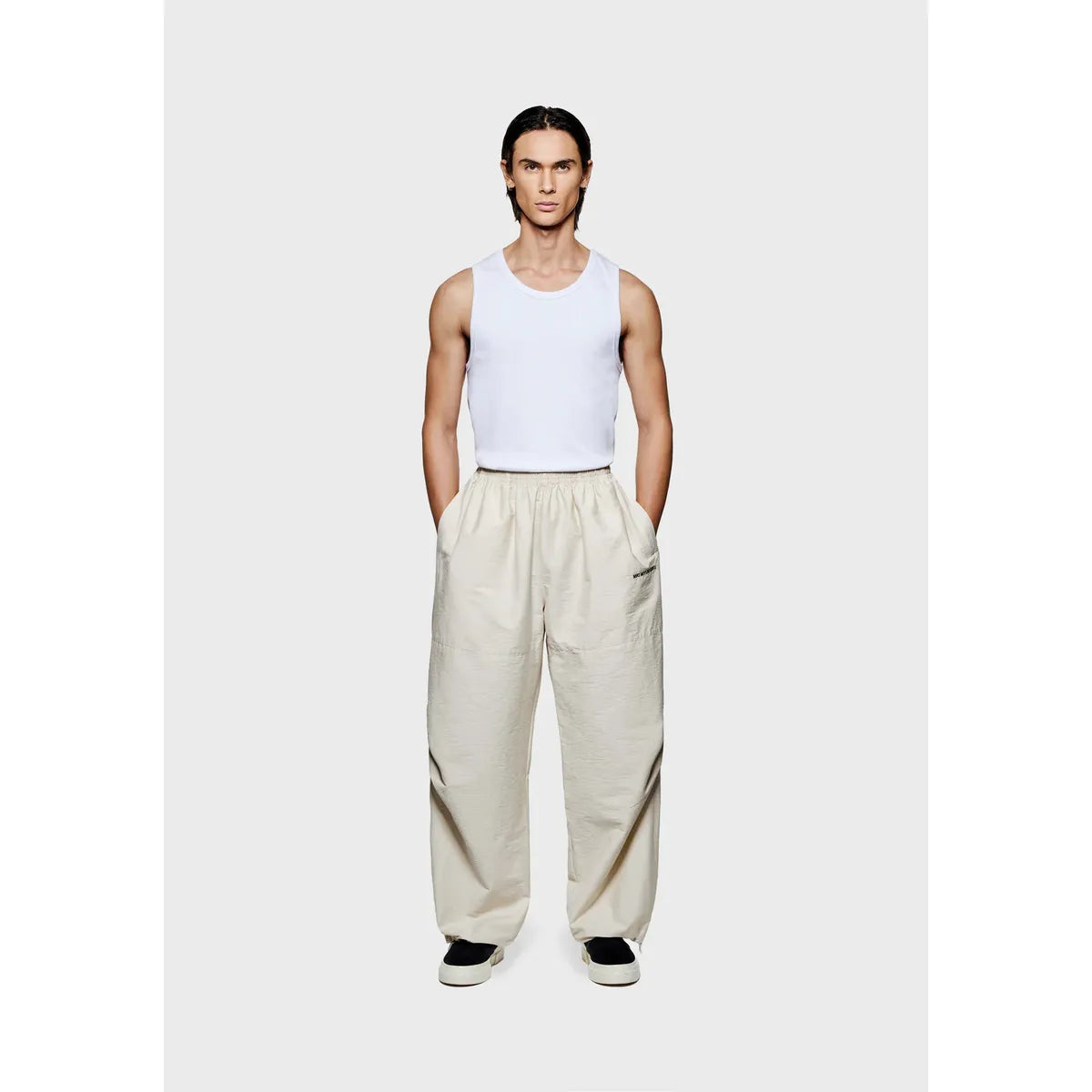 MKI BONE WASHED COTTON NYLON PARACHUTE PANTS