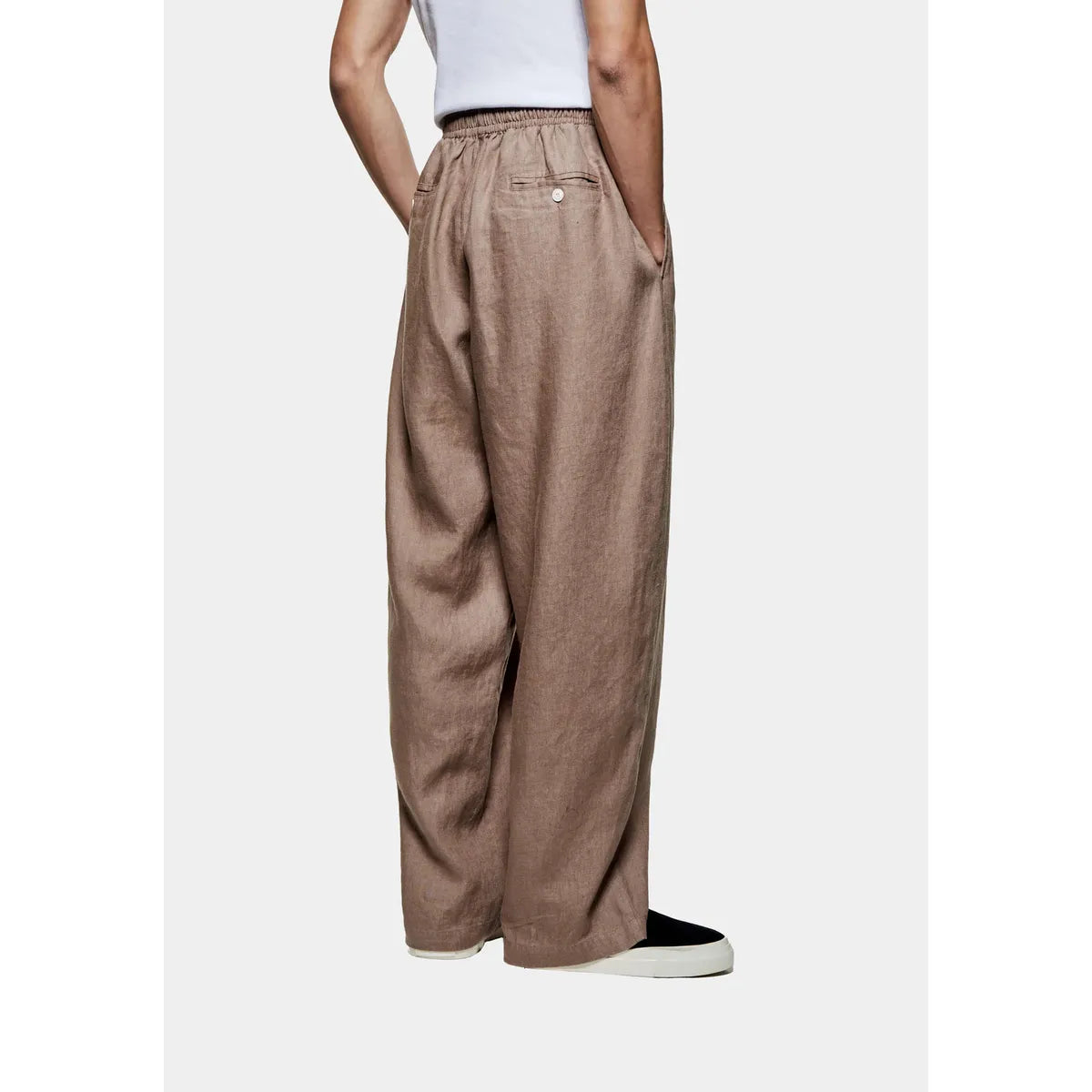 MKI MUSHROOM LINEN WIDE LEG TROUSERS