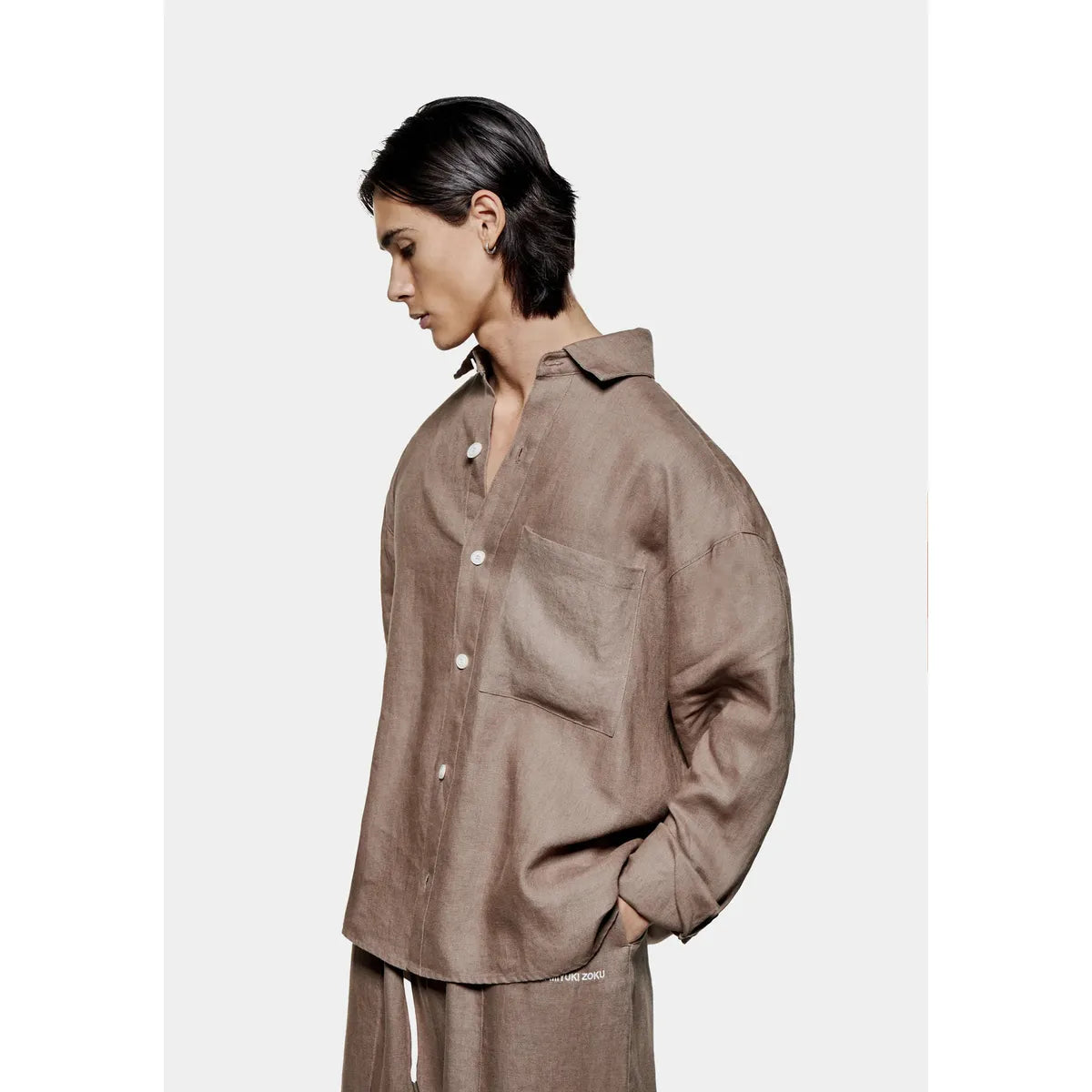 MKI MUSHROOM LINEN BOX DRESS SHIRT