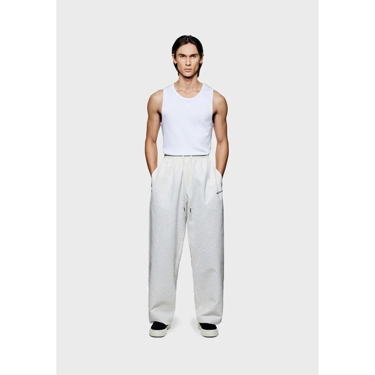 MKI BONE SEERSUCKER WIDE LEG TROUSERS