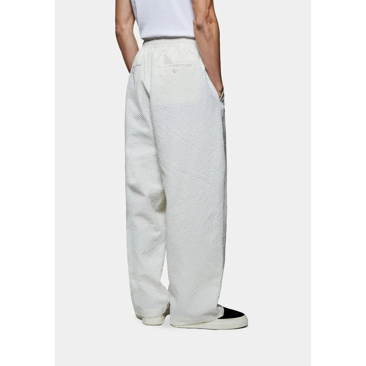 MKI BONE SEERSUCKER WIDE LEG TROUSERS