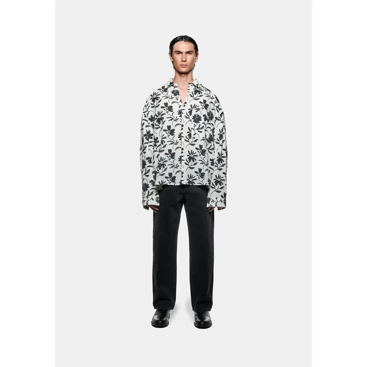 MKI FLORAL LINEN BOX DRESS SHIRT