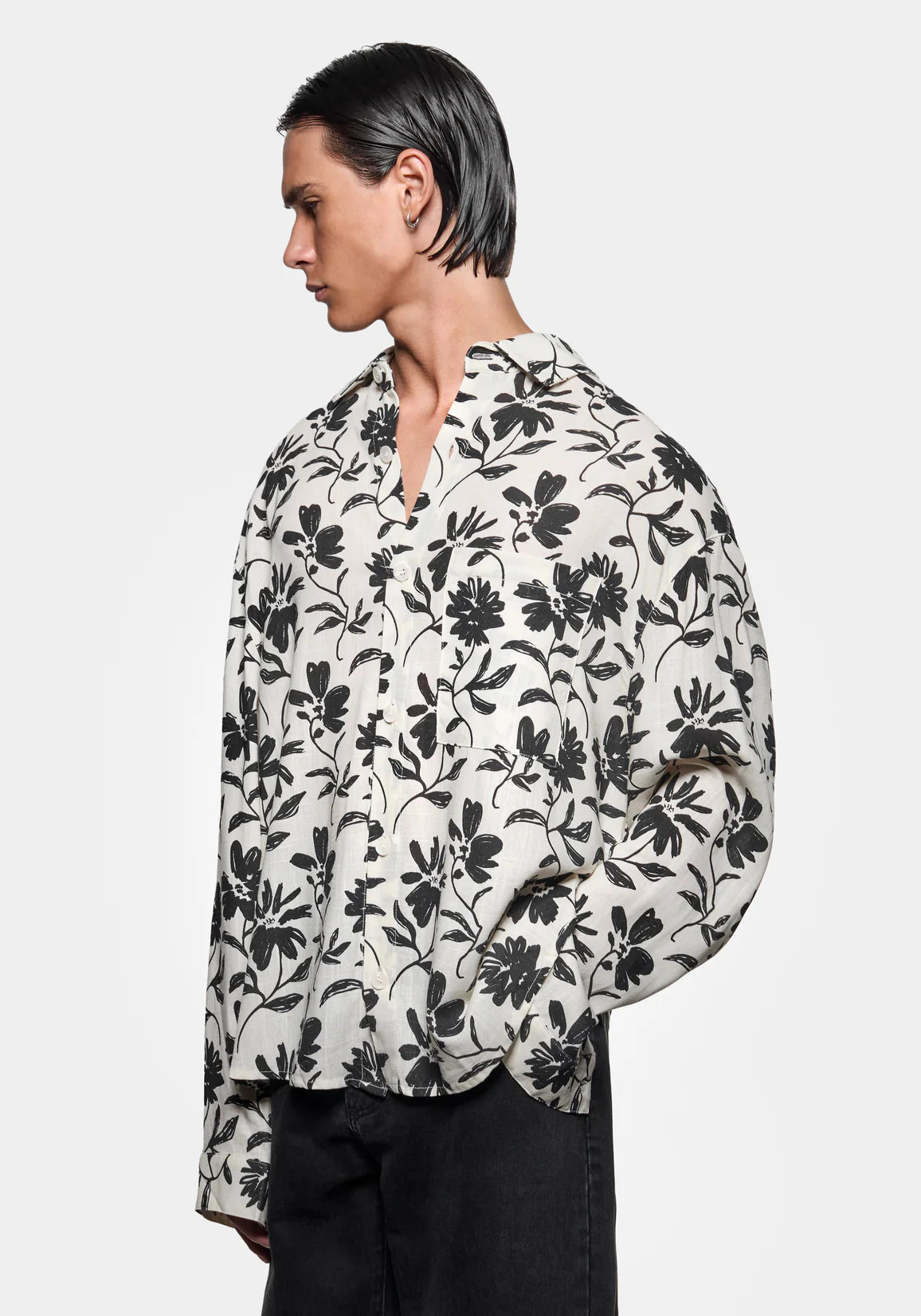 MKI FLORAL LINEN BOX DRESS SHIRT