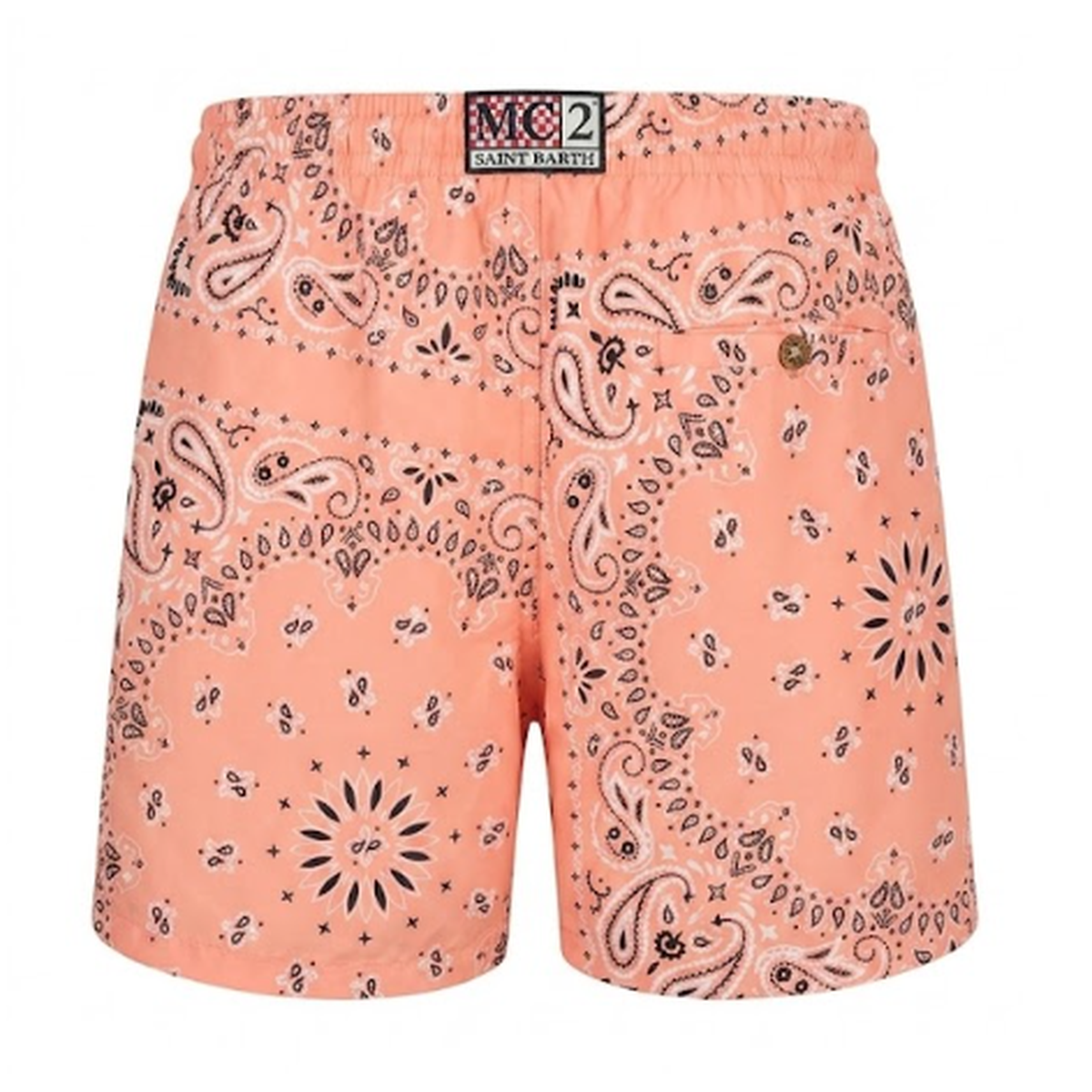 MC2 Saint Barth Caprese Swim Shorts in Peach Shade Bandana Print