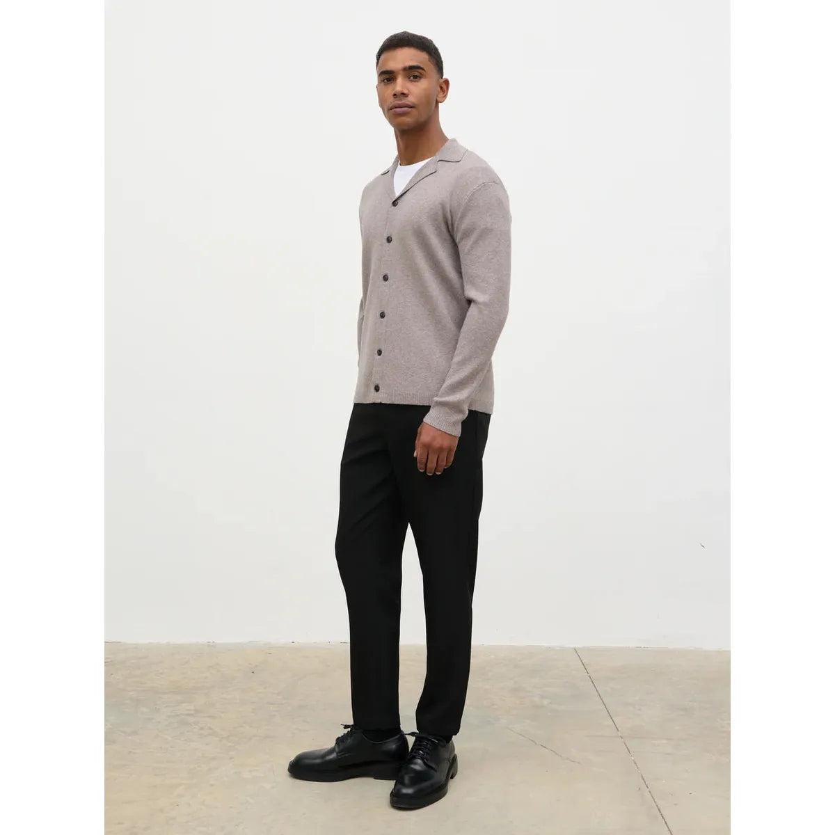 NOBL Marley Cuban Collar Knit Shirt - Mushroom