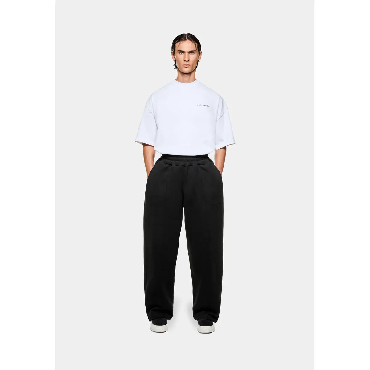 MKI 800 GSM SUPERWEIGHT WIDE LEG BLACK JOGGERS