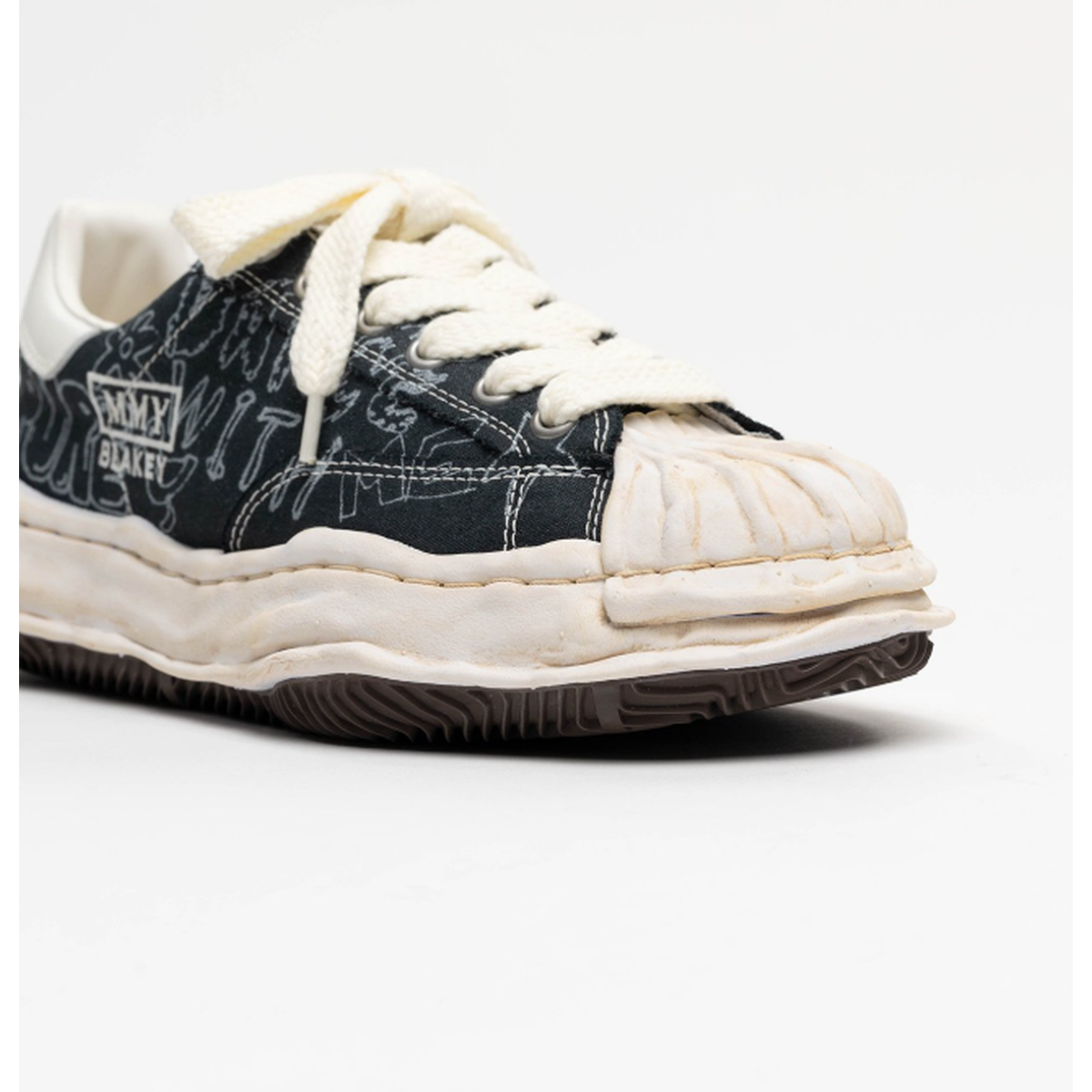 Maison Mihara Yasuhiro "BLAKEY" Black Graffiti Printed Canvas Sneaker