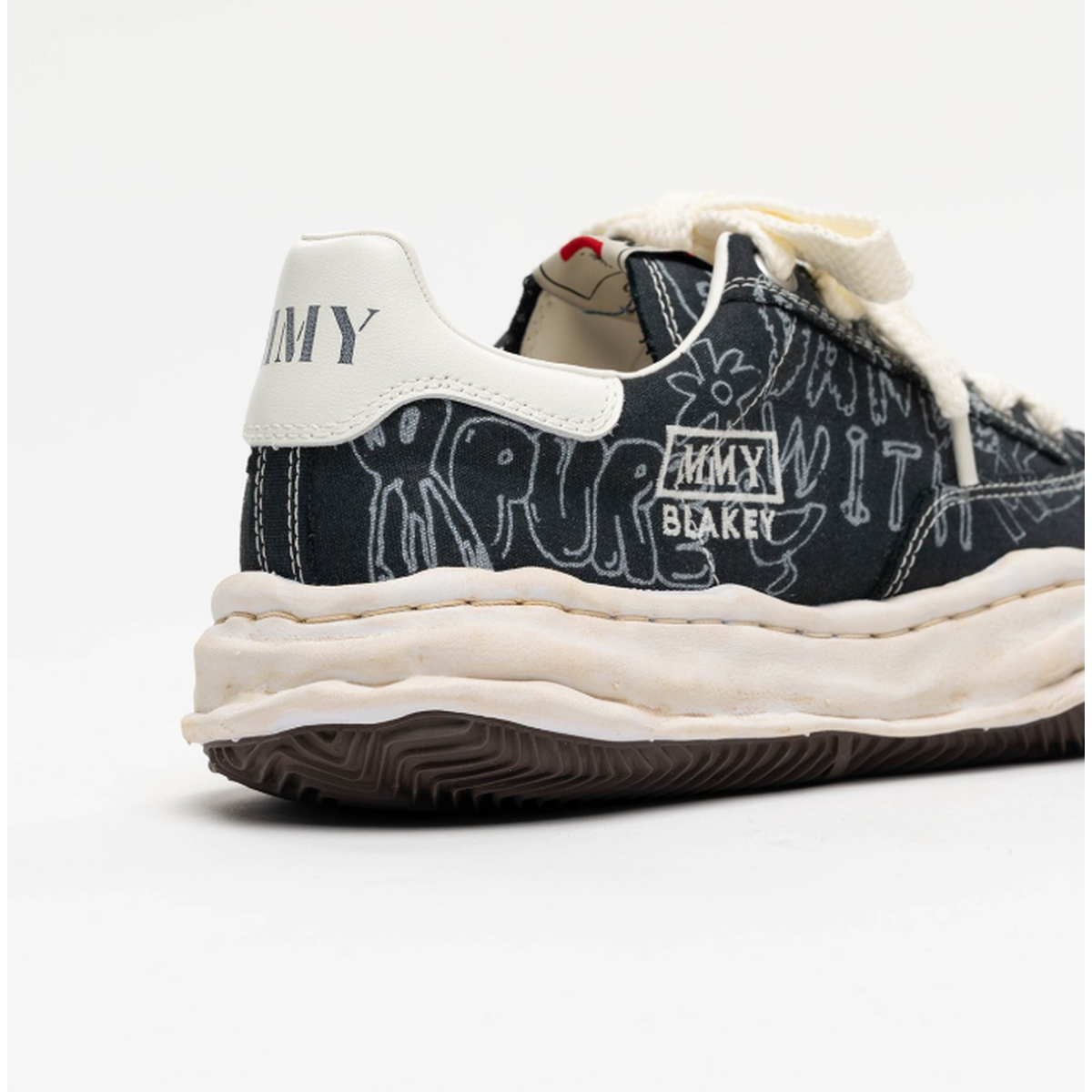 Maison Mihara Yasuhiro "BLAKEY" Black Graffiti Printed Canvas Sneaker
