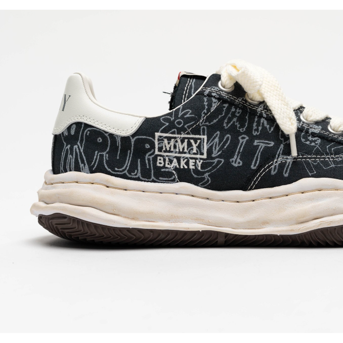 Maison Mihara Yasuhiro "BLAKEY" Black Graffiti Printed Canvas Sneaker