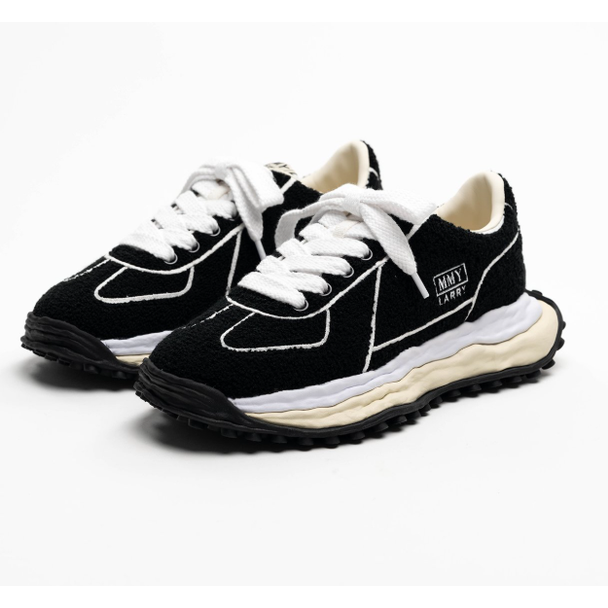 Maison Mihara Yasuhiro "LARRY" Black Chenille Embroidey Canvas Sneaker