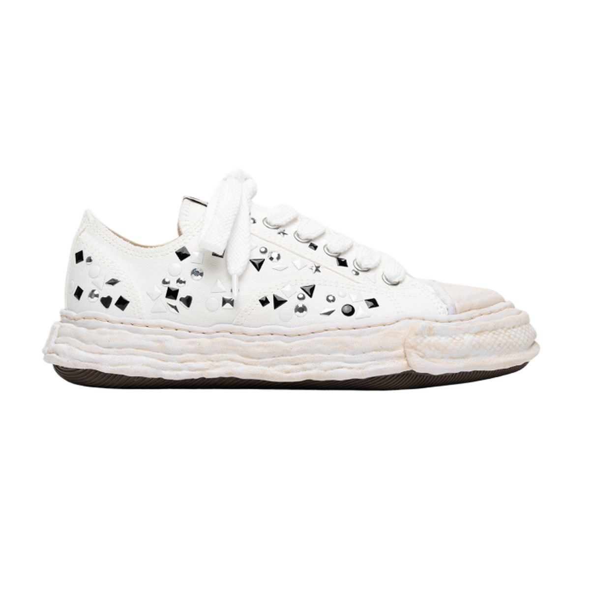 Maison Mihara Yasuhiro "PETERSON23" White Embellished Canvas Sneaker