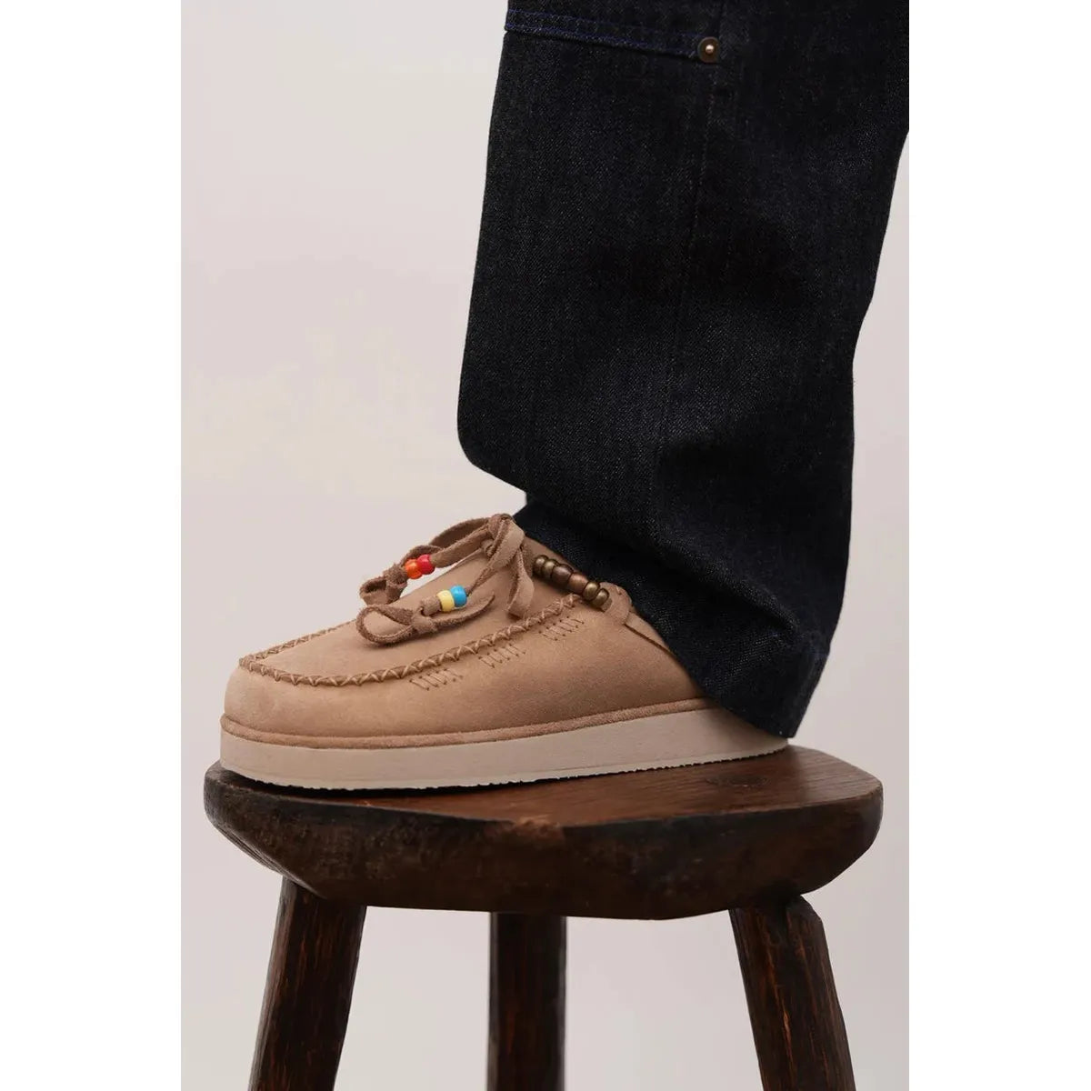 Caleb Kaia Beige Embroidered Mules