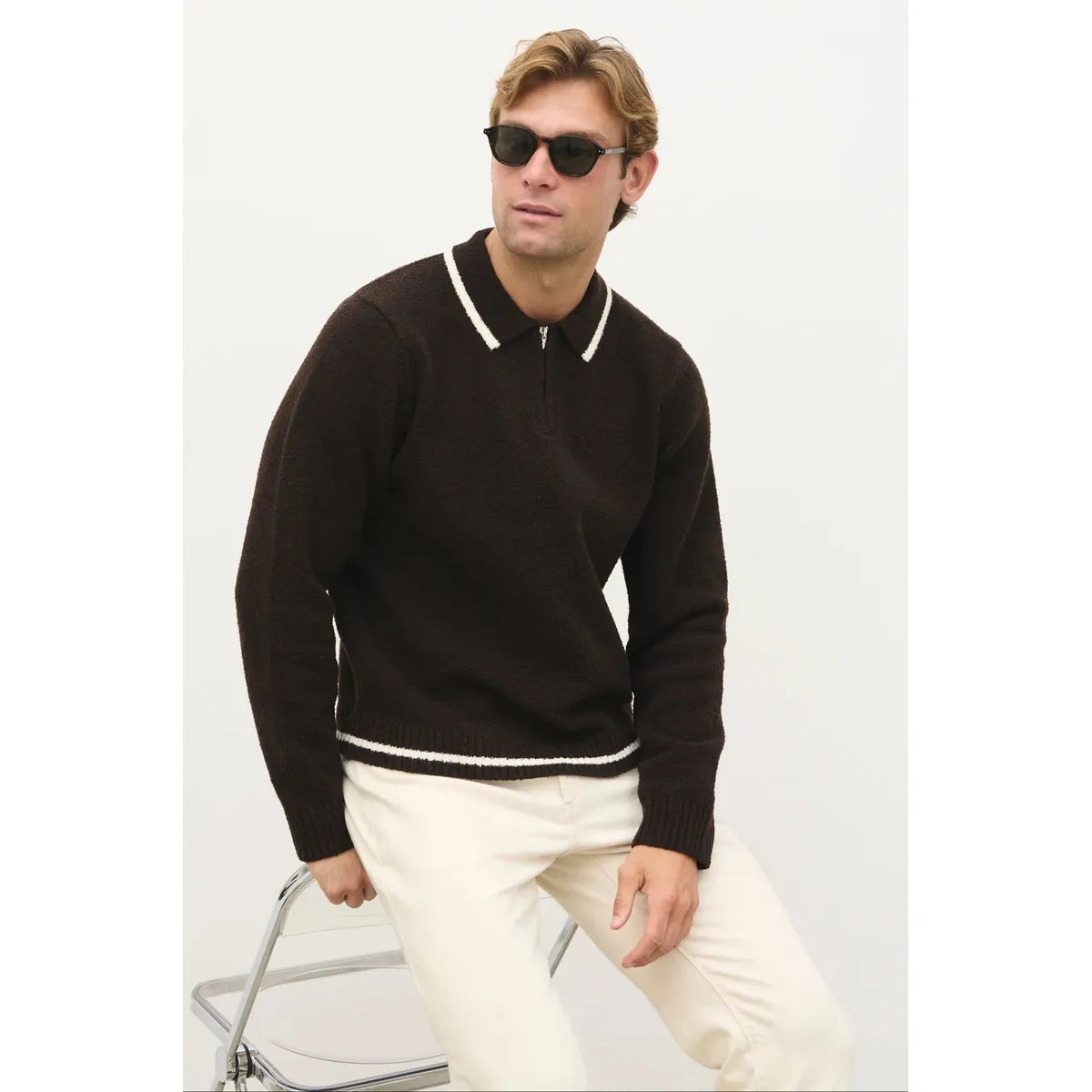 NOBL Oakley Boucle Knit Jumper Brown