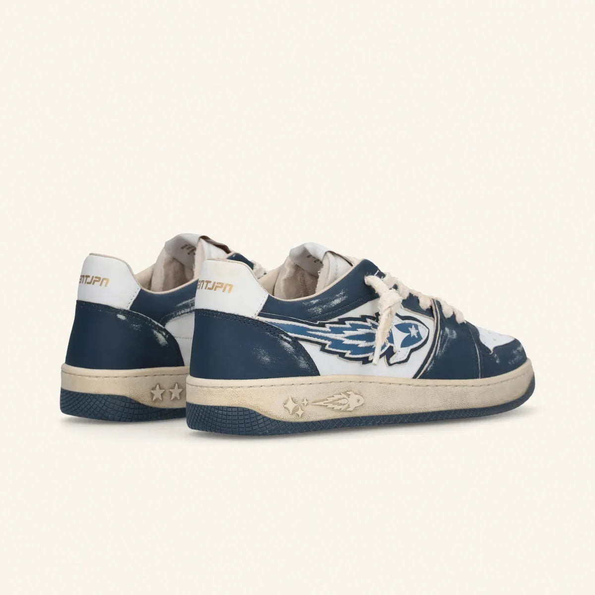 Enterprise Japan EGG Rocket Sneakers In Dark Blue/Dirty White Vintage Nappa