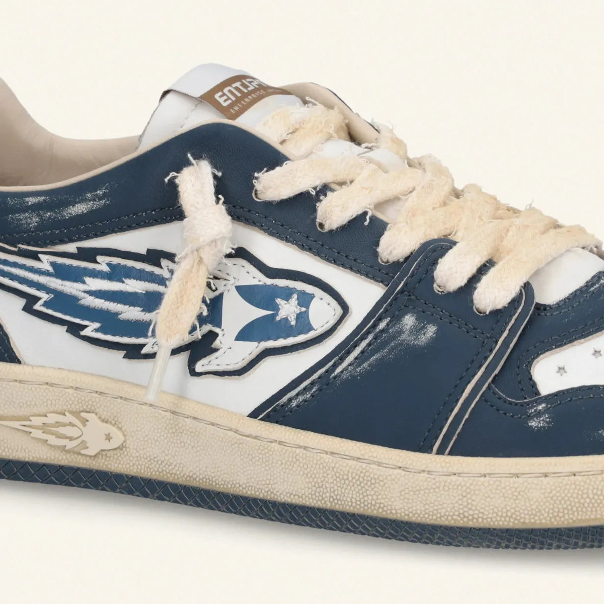 Enterprise Japan EGG Rocket Sneakers In Dark Blue/Dirty White Vintage Nappa