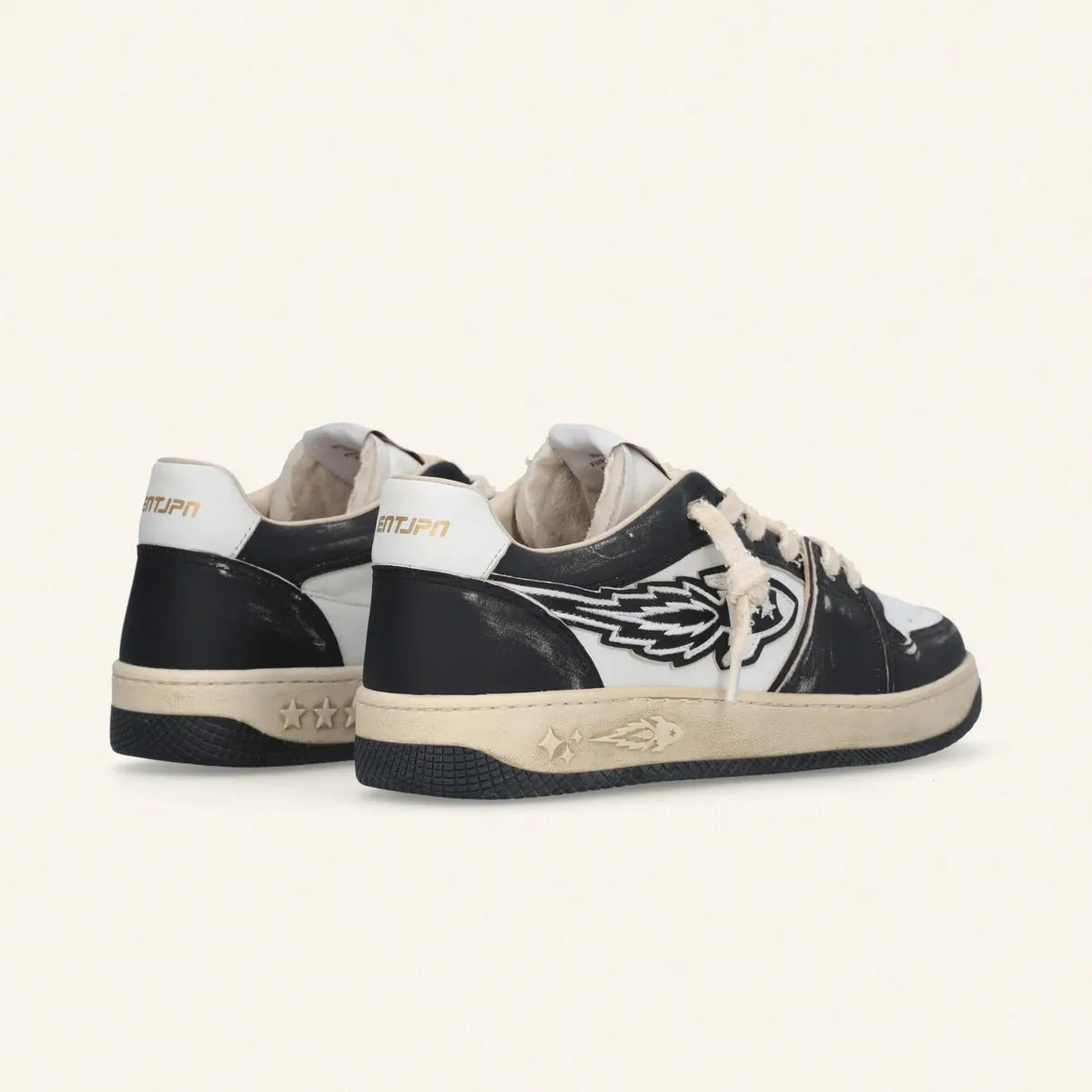Enterprise Japan EGG Rocket Sneakers In Black/Dirty White Vintage Nappa