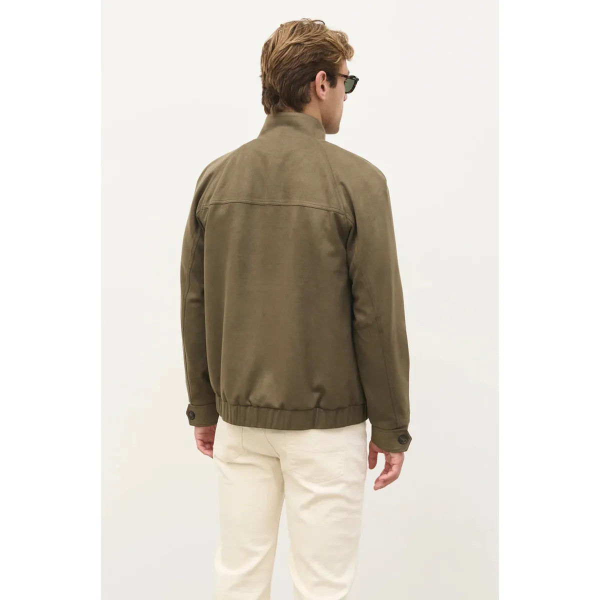 NOBL Rayne Suede Funnel Neck Jacket Dark Olive