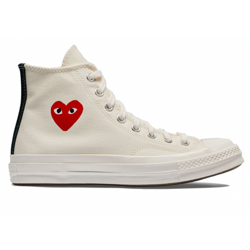 Comme des Garçons Play High-Top Sneakers in Beige
