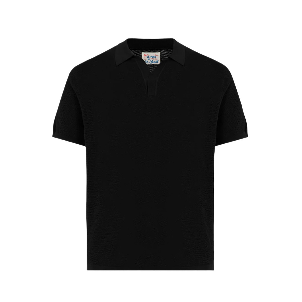 MC2 Sloan Black Silk Cotton Knitted Polo Shirt