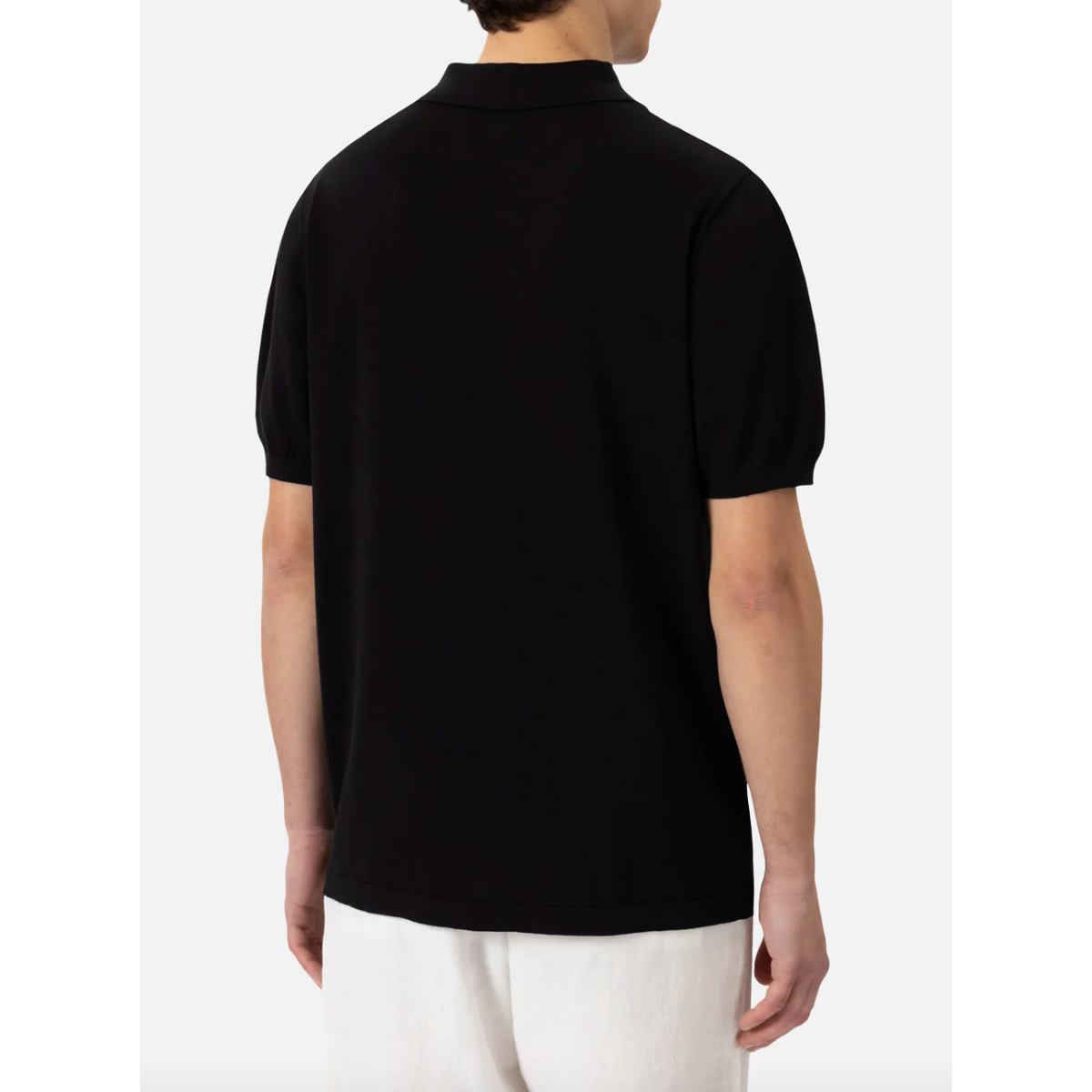 MC2 Sloan Black Silk Cotton Knitted Polo Shirt