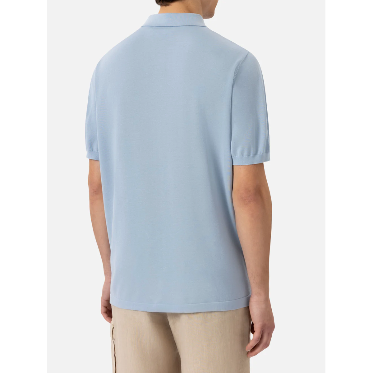 MC2 Sloan Light Blue Silk Cotton Knitted Polo Shirt