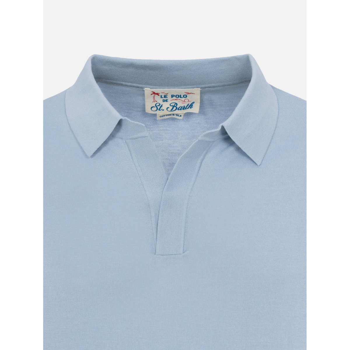 MC2 Sloan Light Blue Silk Cotton Knitted Polo Shirt