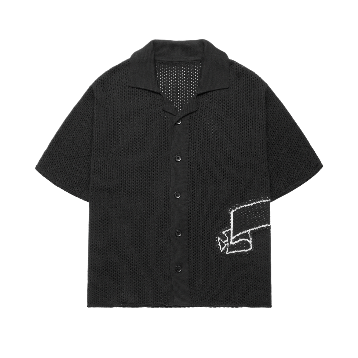 ASKYURSELF - BANNED CROCHET KNIT SHIRT