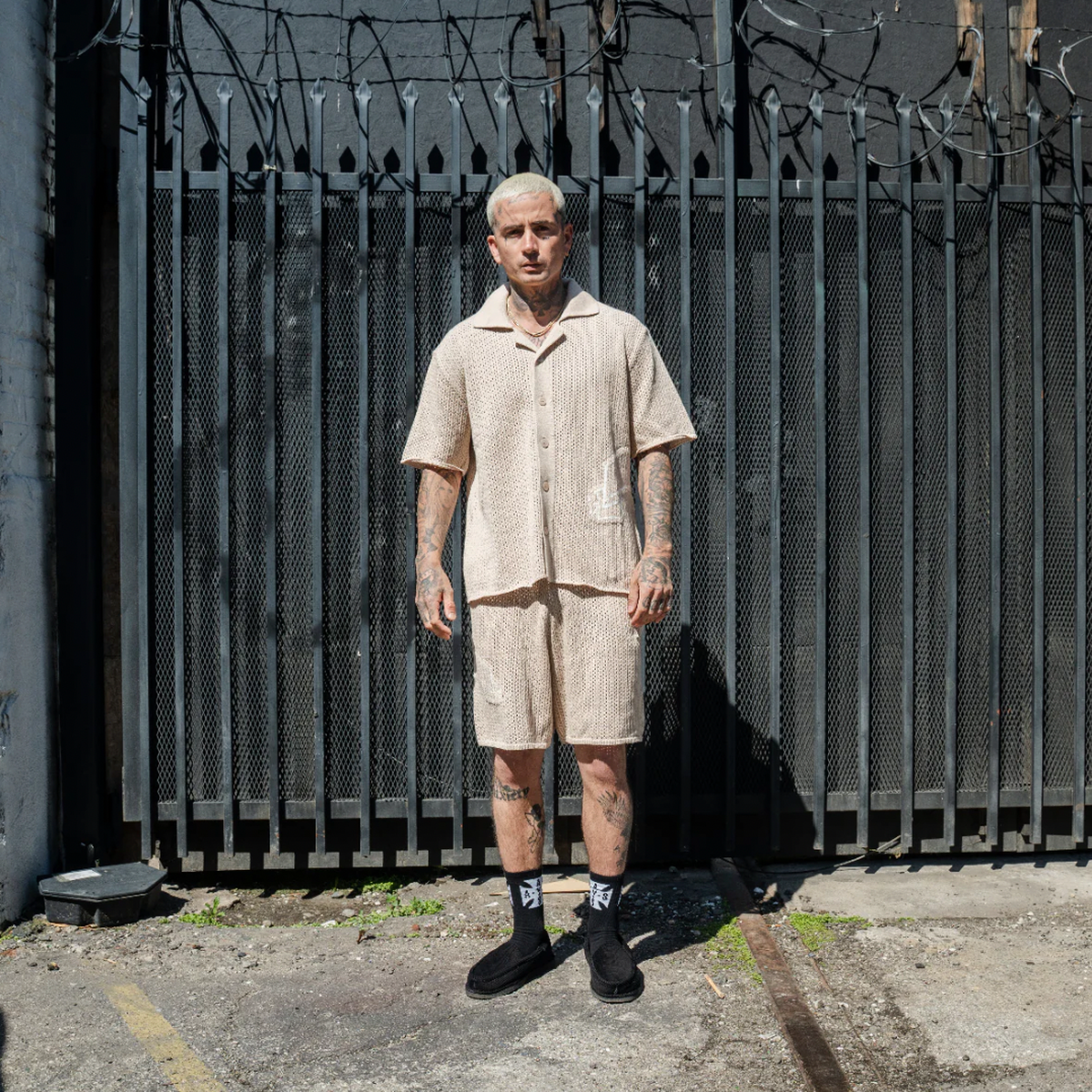 ASKYURSELF - BANNED CROCHET KNIT SHORTS