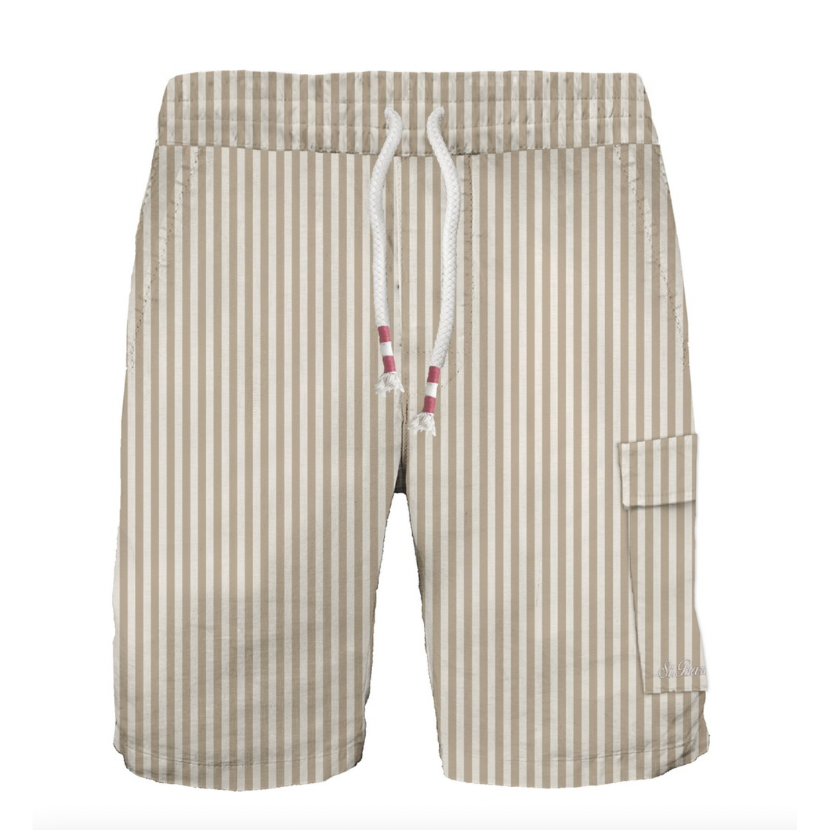 MC2 Marseille Beige Stripes Linen Bemuda