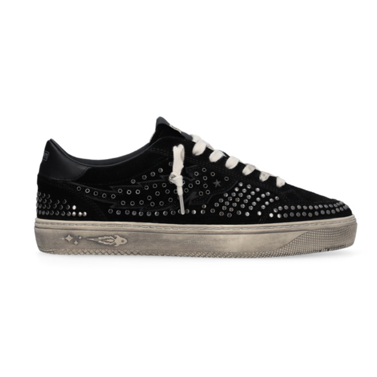 Enterprise Japan Jupiter Rocket Suede Black Sneakers With Studs