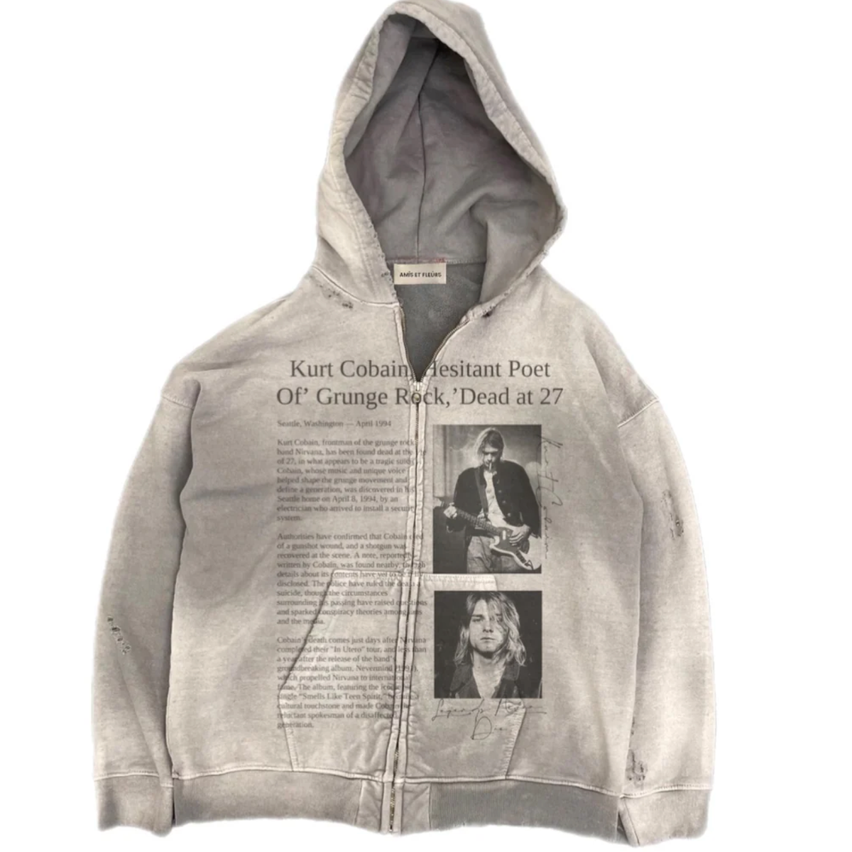 Amis Et Fleurs Baby Boy Kurt Zip Cream Hoodie