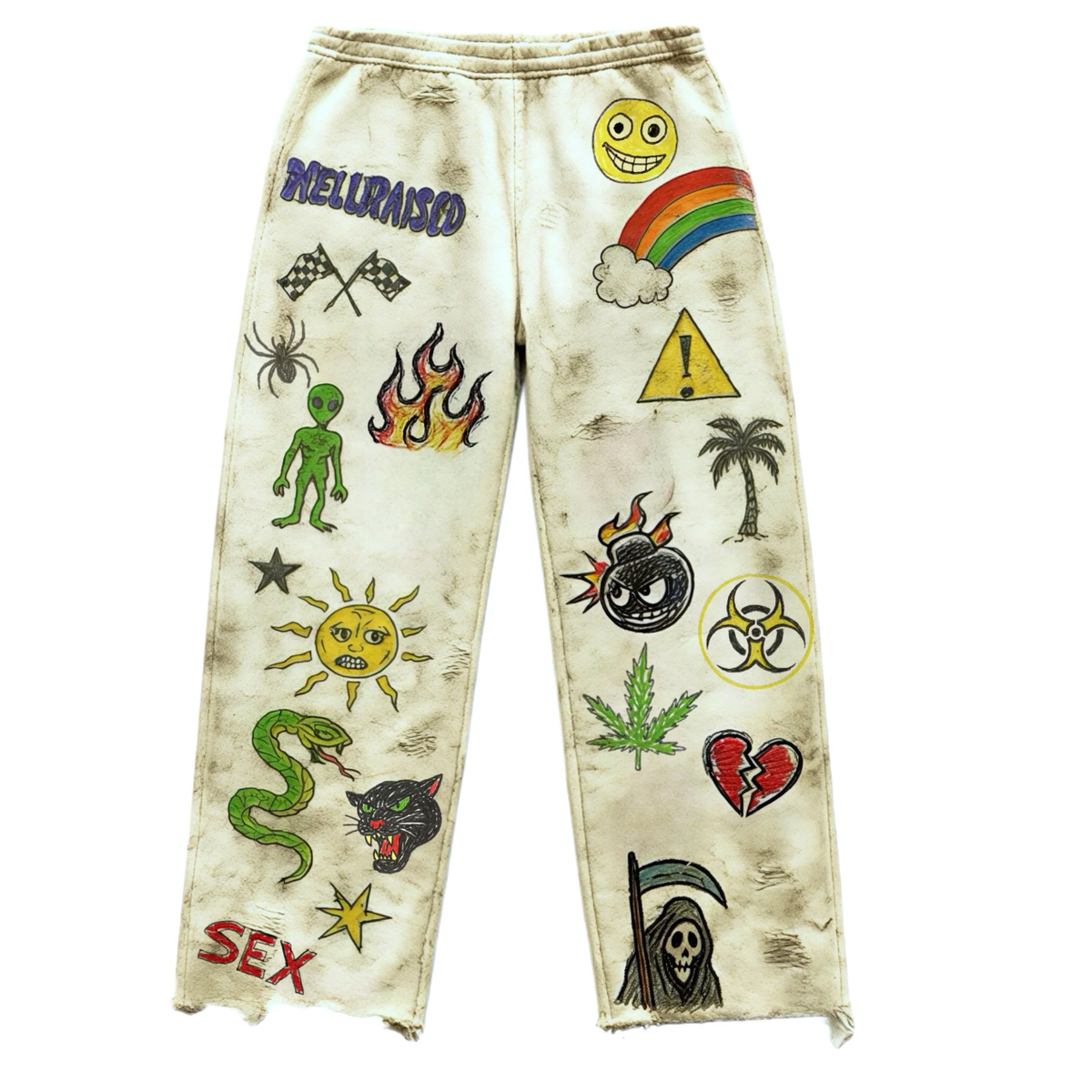 Amis Et Fleurs Sketchbook Cream Sweatpants