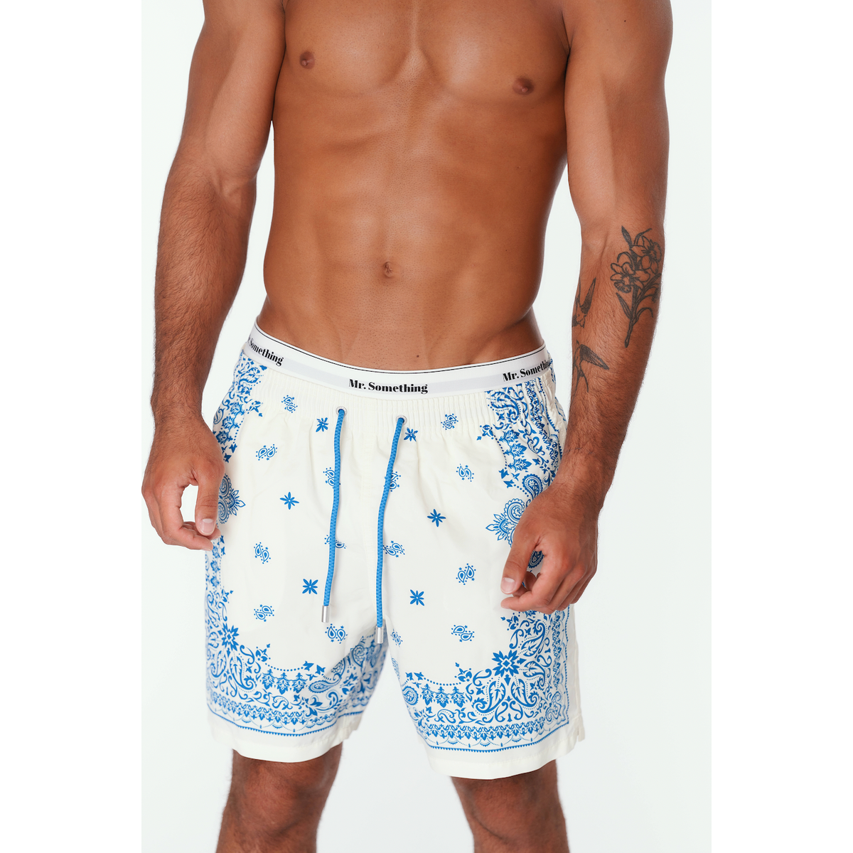 MC2 Saint Barth Gustavia Swim Shorts in Light Blue Bandana Paisley Print