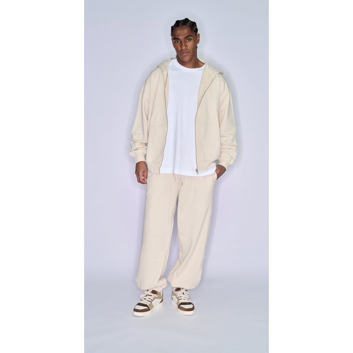 Colorful Standard Ivory White set – full look on model