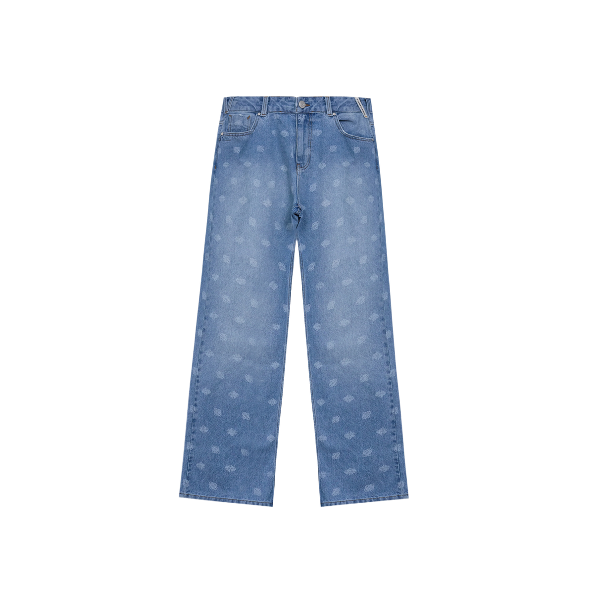 The Couture Club Laser Print Blue Emblem Jeans