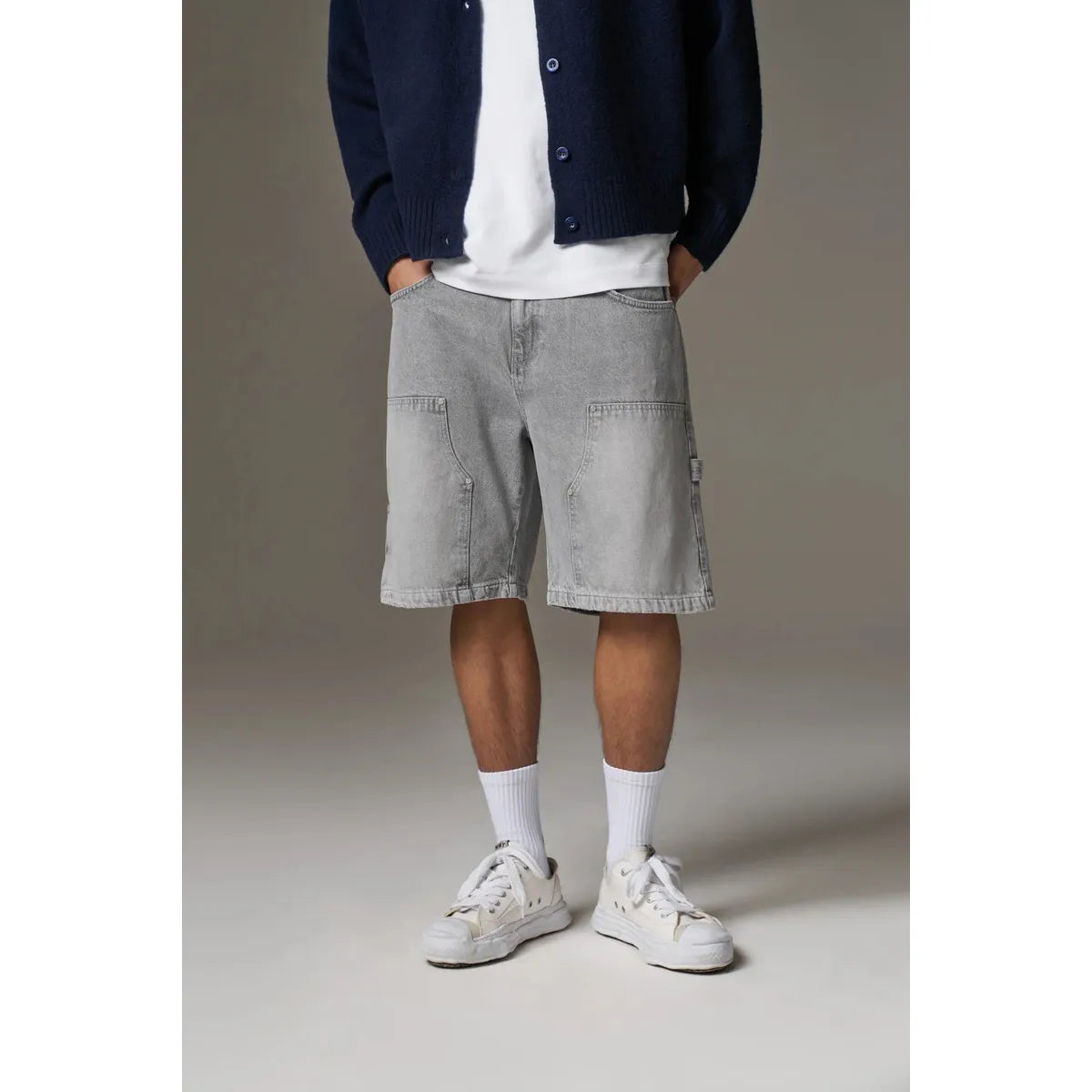 The Couture Club Grey Wash Denim Carpenter Shorts