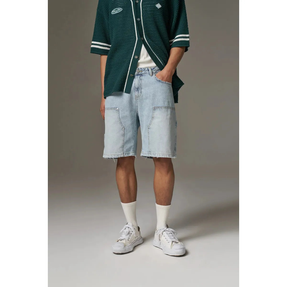 The Couture Club Blue Denim Carpenter Shorts