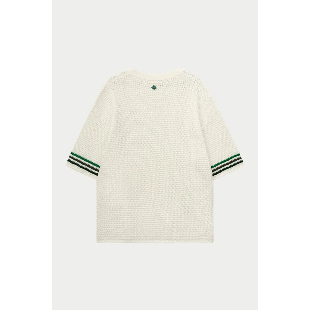 The Couture Club Stripe Crochet Knit White T-Shirt