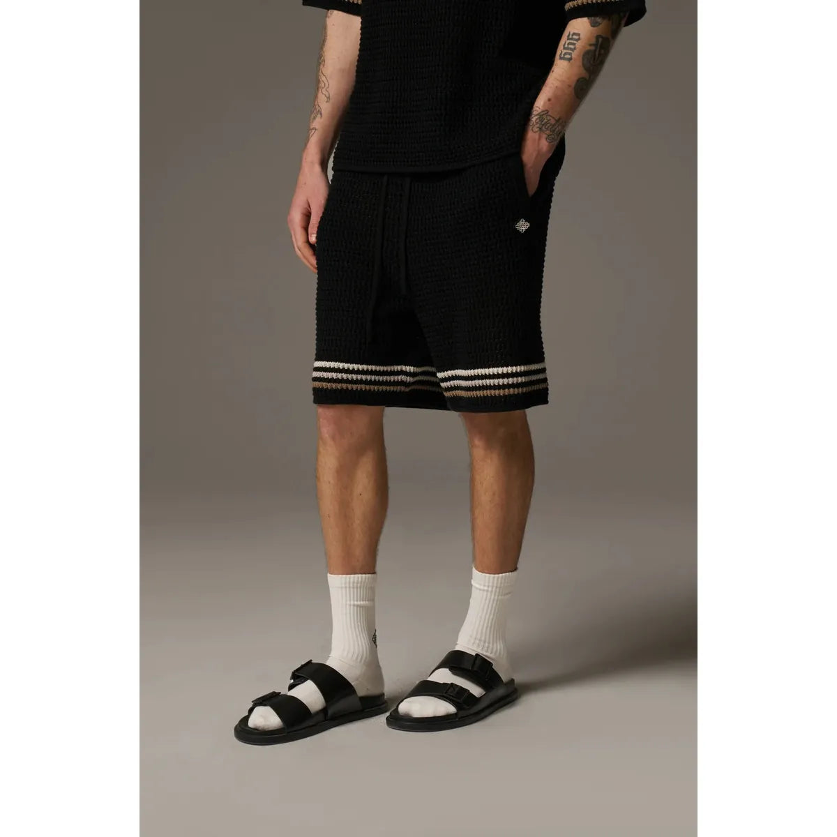 The Couture Club Crochet Knitted Black Shorts