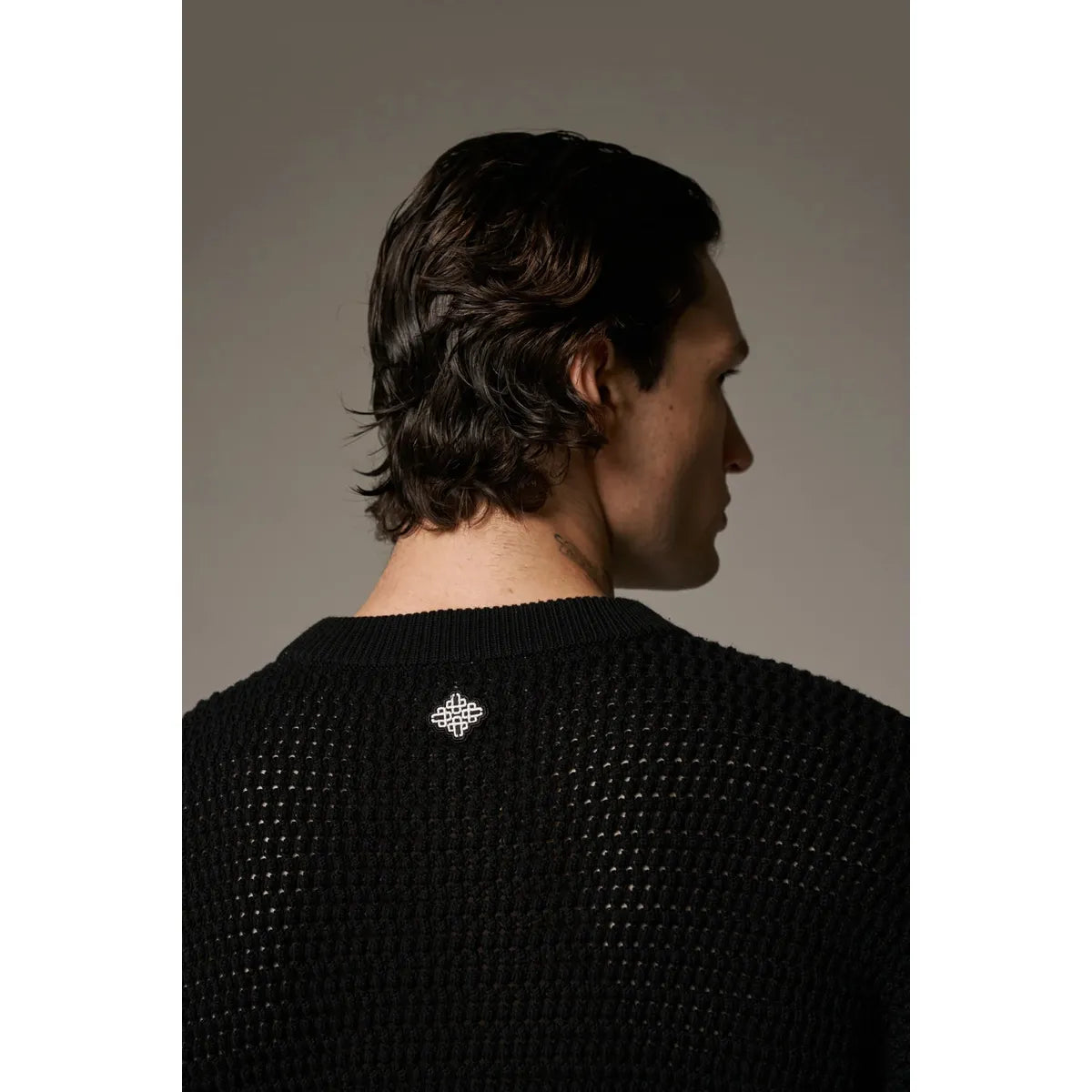 The Couture Club Stripe Crochet Knit Black T-Shirt