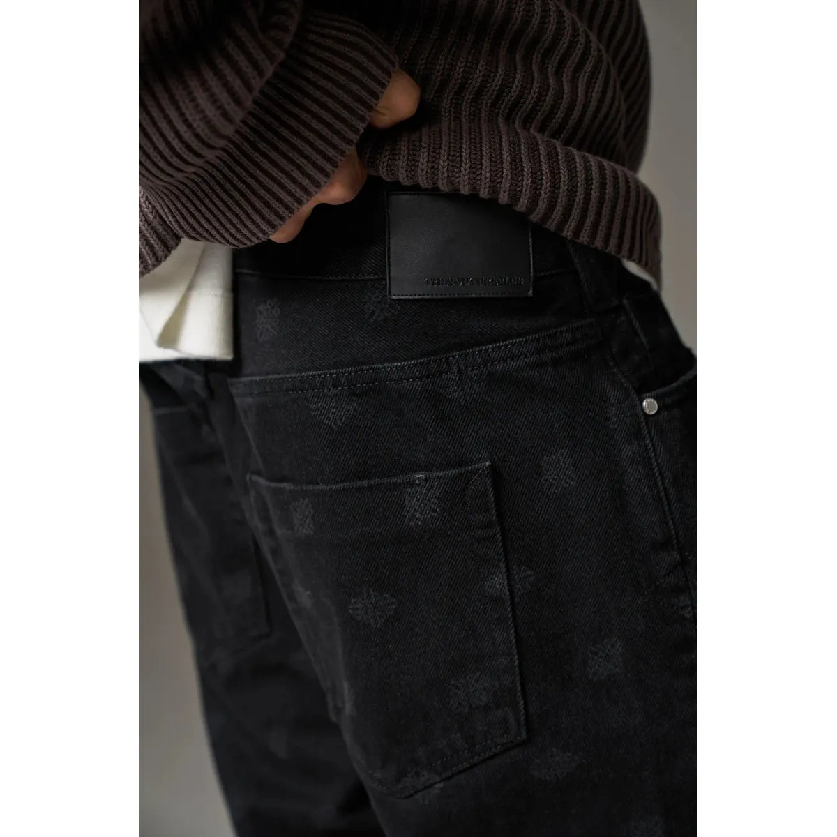 The Couture Club Laser Print Black Emblem Jeans