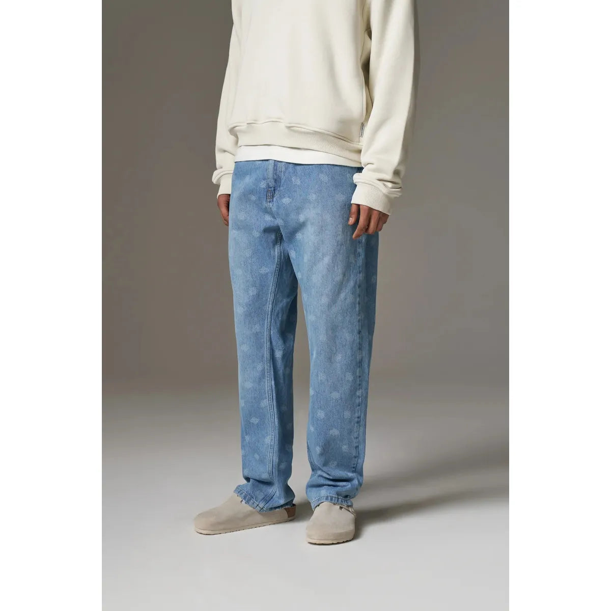 The Couture Club Laser Print Blue Emblem Jeans