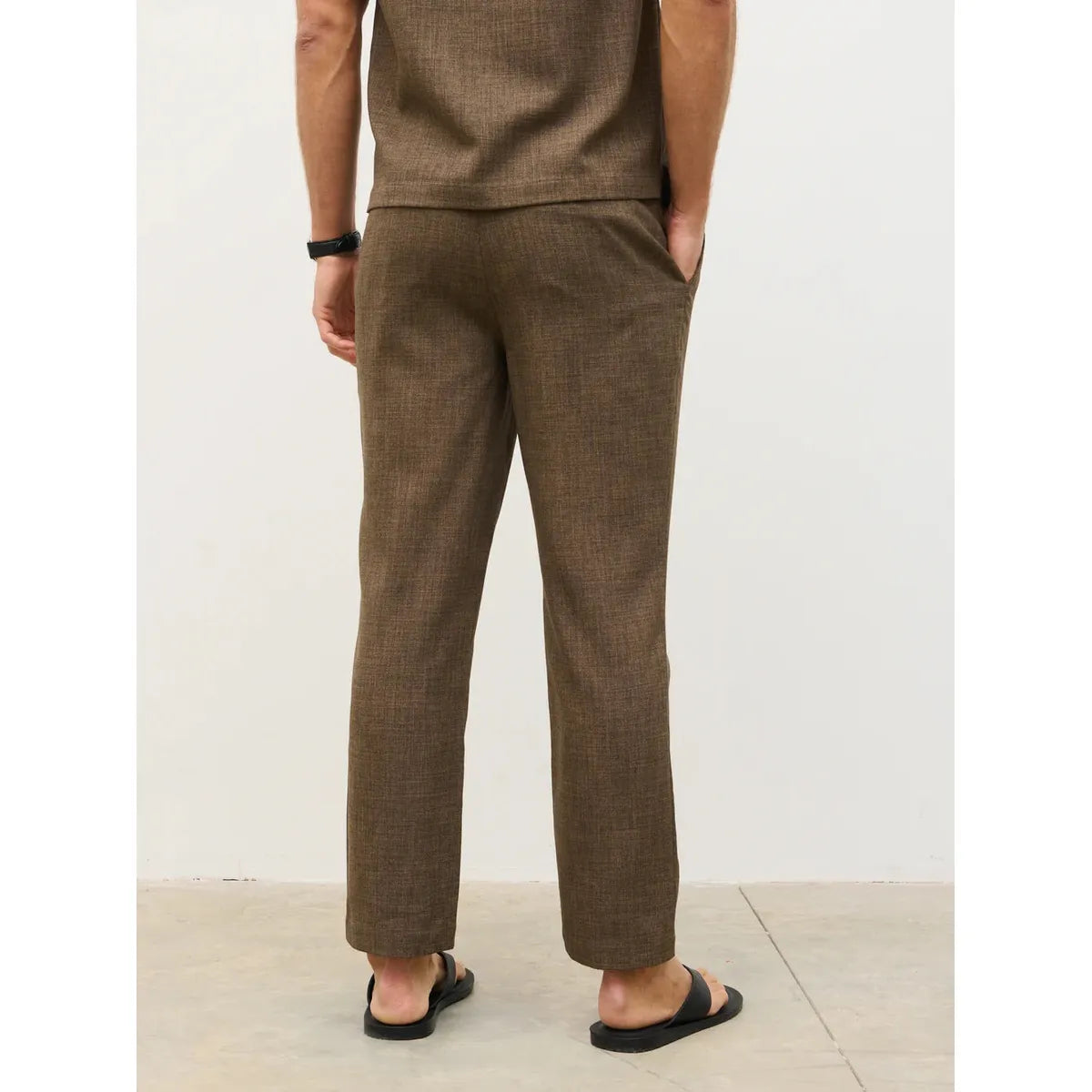 NOBL Thorley Textured Drawstring Trousers Brown