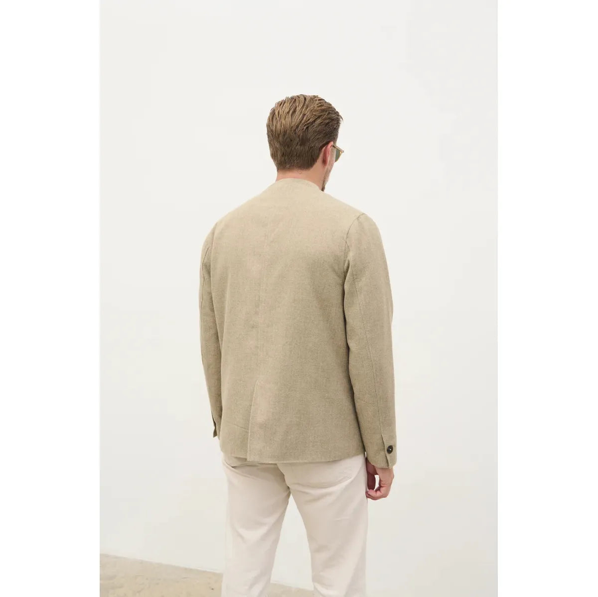 NOBL Toby Collarless Jacket Beige