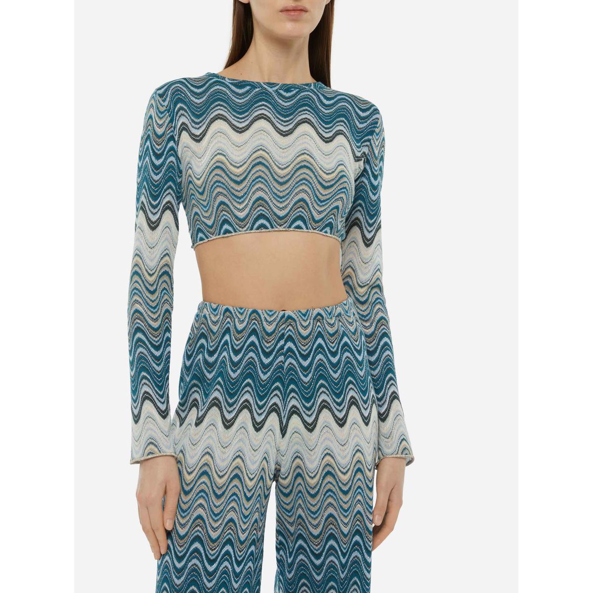 Mc2 Siviglia Raschel Knit Cropped T-shirt